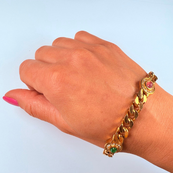 Christian Dior Grosse Gripoix Cabochon Rhinestone Haute Couture MCM Bracelet - Picture 6 of 8